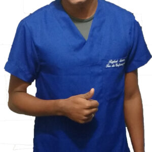 Pijama Cirúrgico Masculino Azul Royal em Gabardine