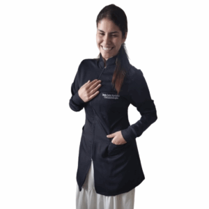 Jaleco Feminino Gola Padre Preto em Two Way