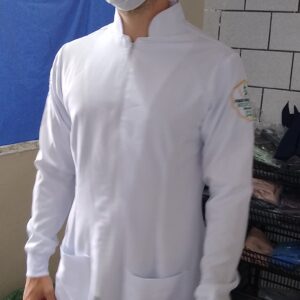 Jaleco Masculino Gola Padre Branco em Gabardine
