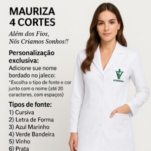 Jaleco Feminino Veterinário com bordado