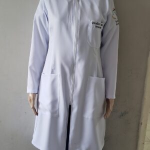 Jaleco Feminino Gola Padre Zíper Branco em Two Way