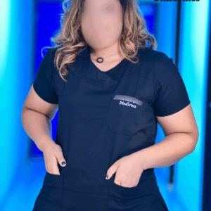 Pijama Cirúrgico Feminino Azul Marinho em Gabardine