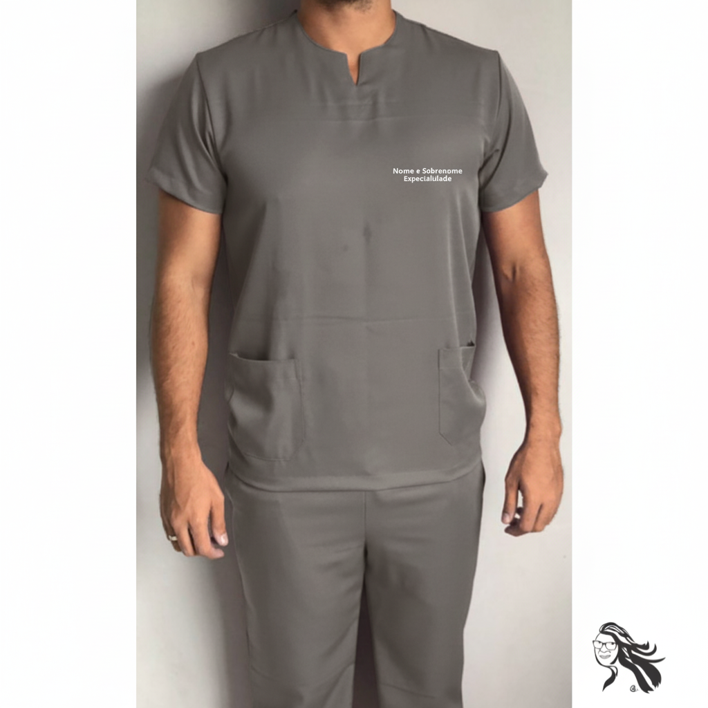 Pijama Cirúrgico Masculino Jeane Cinza