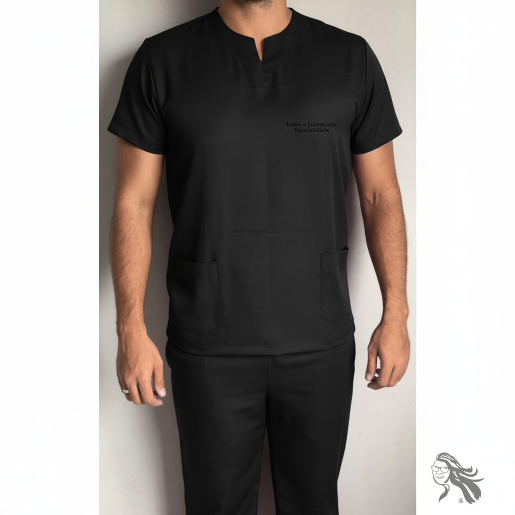 Pijama Cirúrgico Masculino Jeane Preto