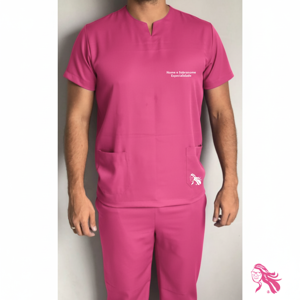 Pijama Cirúrgico Masculino Jeane Rosa Pink