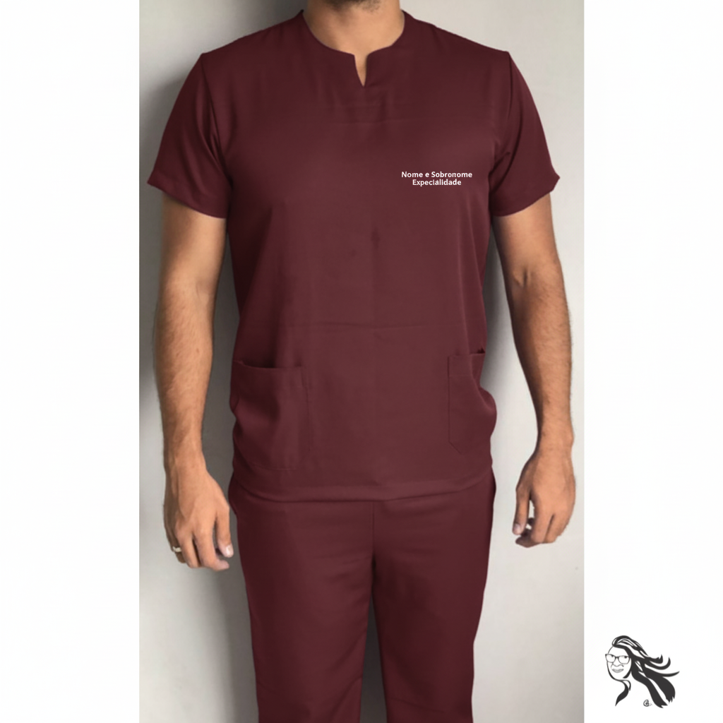 Pijama Cirúrgico Masculino Jeane Bordô
