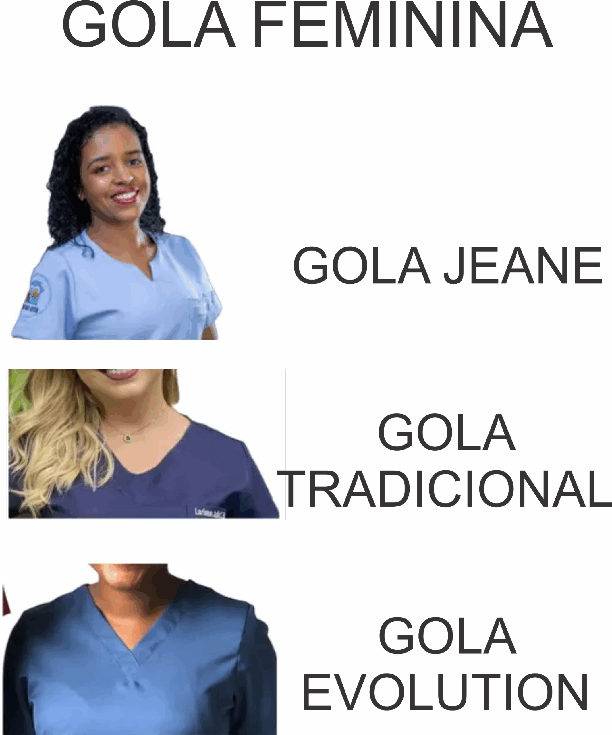 Tipos de Gola Feminina: Gola Jeane, Gola Tradicional e Gola Evolution