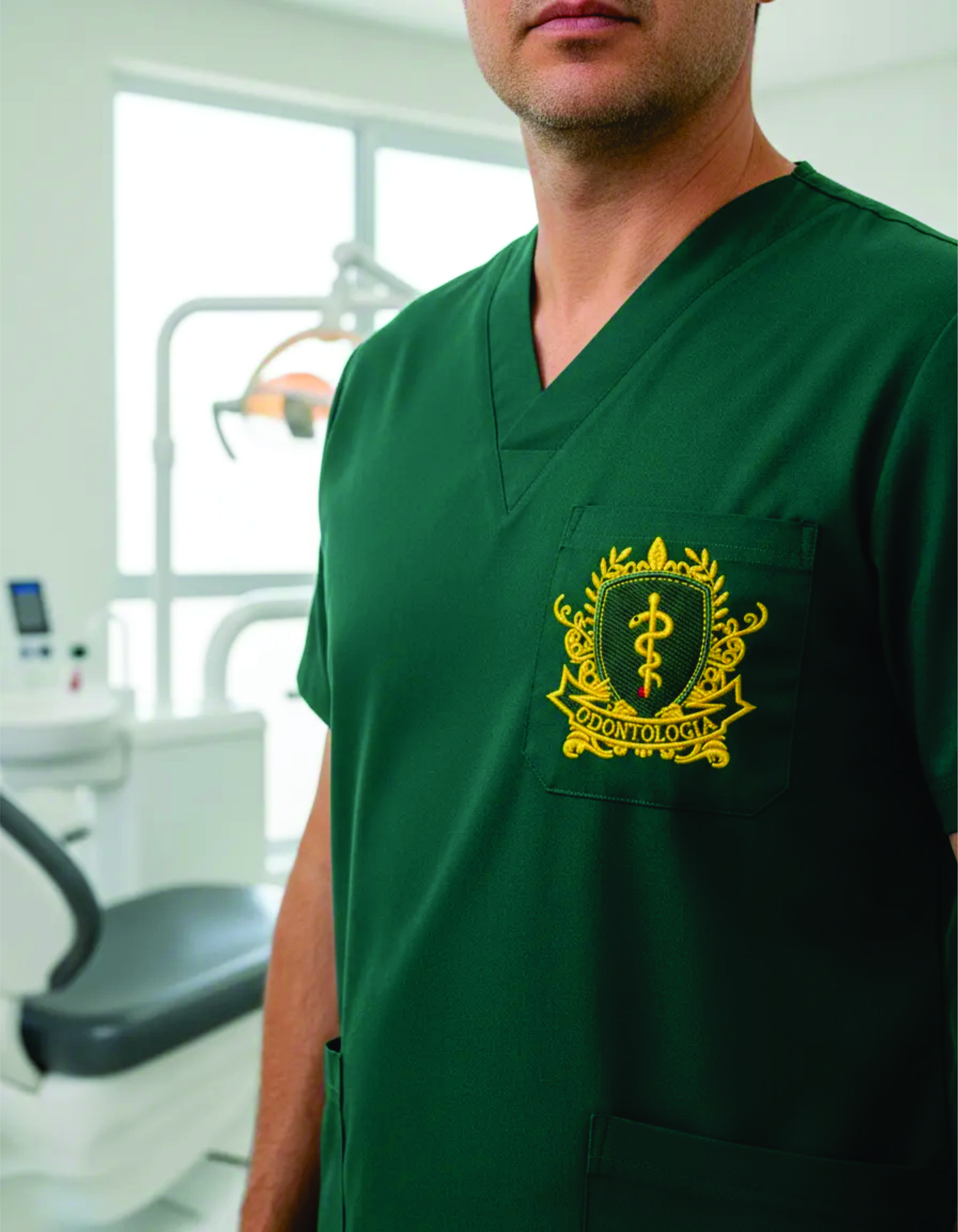 Scrub Mauriza4Cortes Unissex Verde Petróleo com Brasão