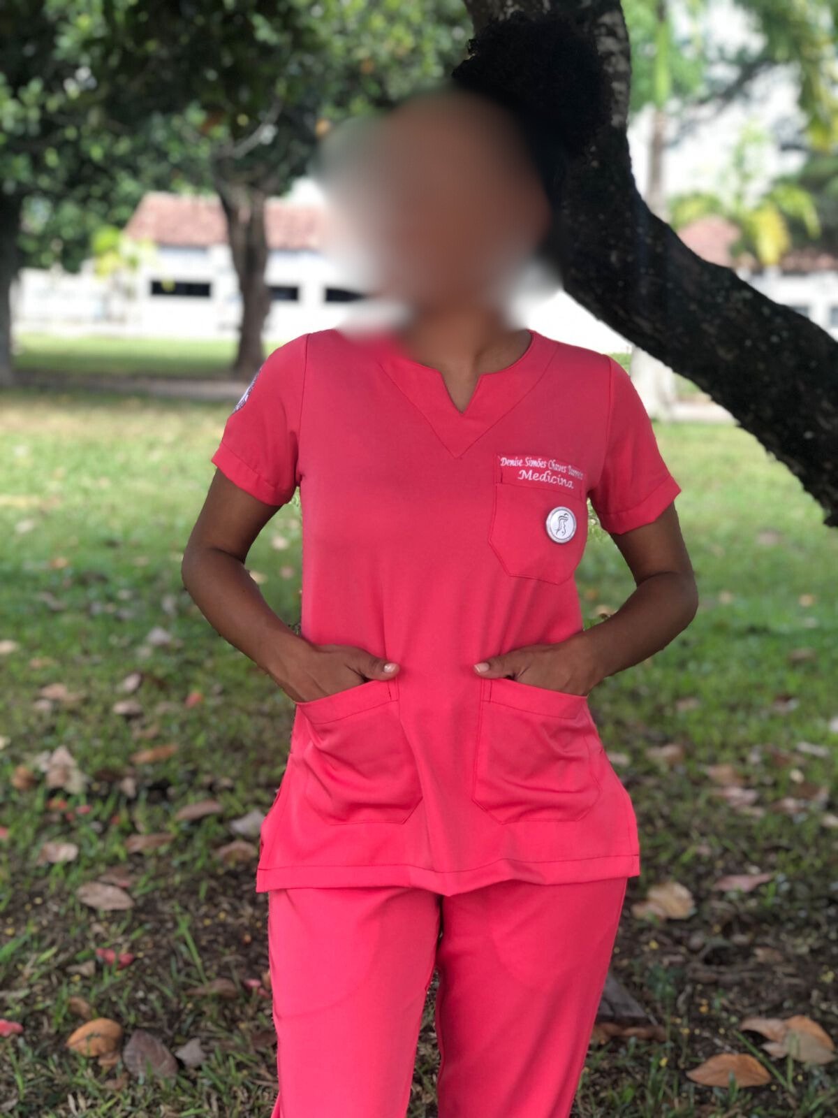 Pijama Cirúrgico Feminino ROSA PINK com elastano - Imagem 2